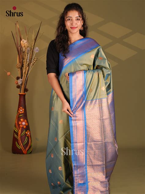 Green & Blue- Semi Softsilk Saree