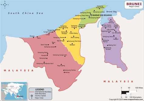 Brunei Major Cities Map | List of Major Cities in Different States of Brunei