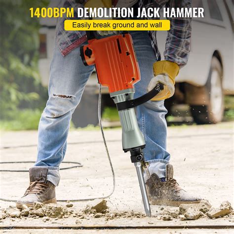 VEVOR Demolition Jack Hammer 3600W Jack Hammer Concrete Breaker 1400 ...