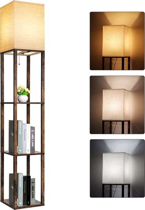 Modern Floor Corner Lamp with Shelves, for Living Room, Bedroom ...