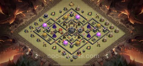 Best Anti 2 Stars War Base TH9 with Link, Anti Air / Dragon - Town Hall ...