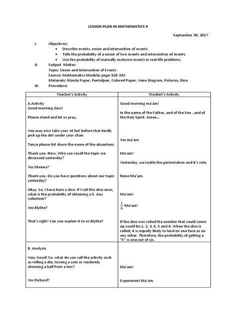 Mathematics 9 Lesson Plan 的图像结果