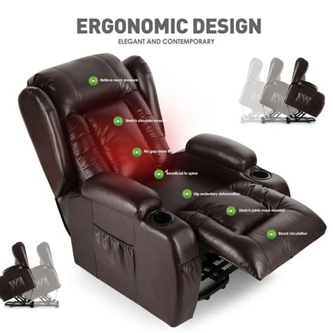 Electric Heated Massage Chair Power Recliner Lift 8 Points Remote Cont ...