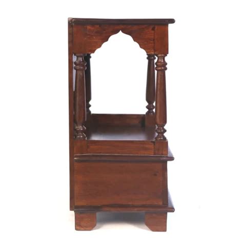 Premium Solid Carved Wooden Temple with Rich Red Finish