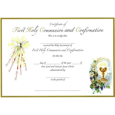 First Communion Certificates Catholic