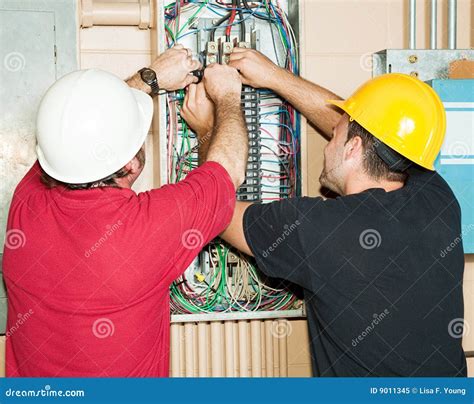 Journeyman Electricians Working Stock Image - Image of profession, construction: 9011345