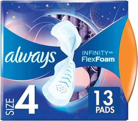 Always Infinity FlexFoam Pads for Women Size 4 Overnight Absorbency ...