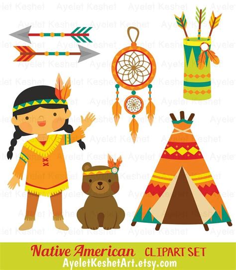 Native American Clipart Set With Digital Papers. Cute Indian - Etsy ...