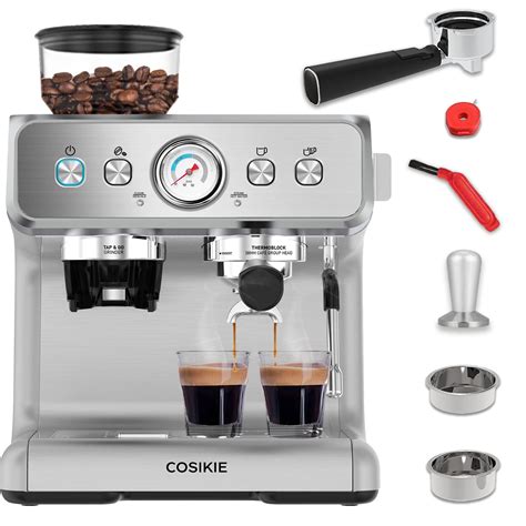 COSIKIE Espresso Machine, Expresso Machines with Grinder, Cappuccino ...
