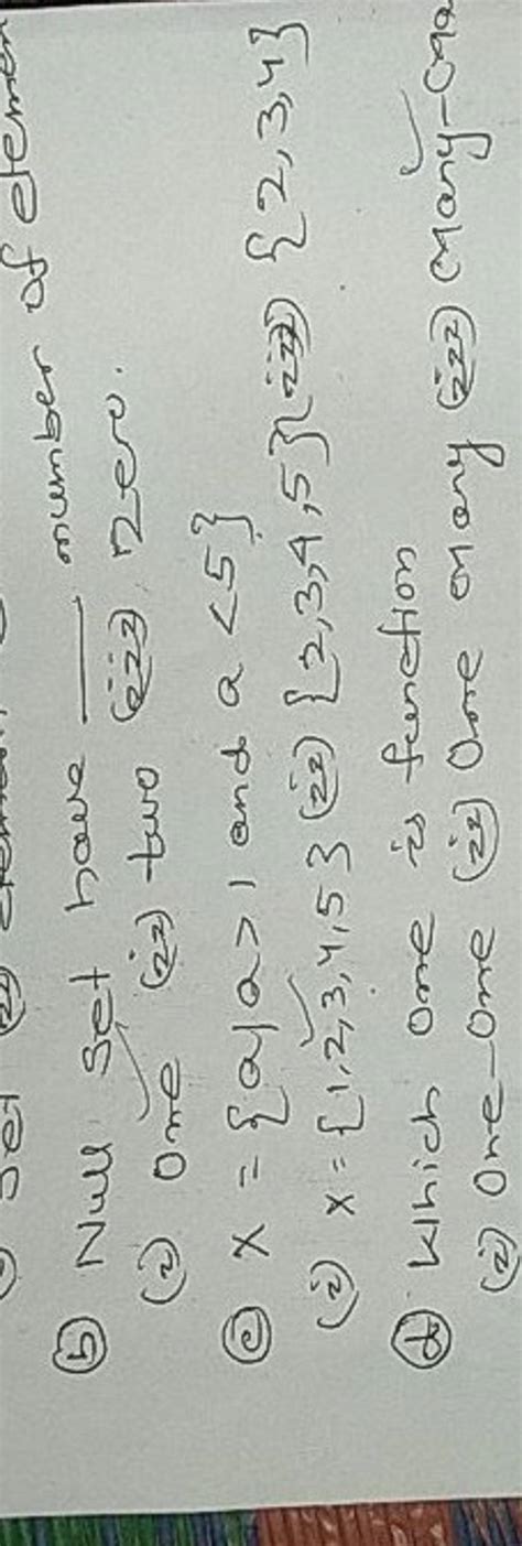 (5) Nul set boue (2) One (iz) two Eiz nero. (c) x={a∣a>1 and a