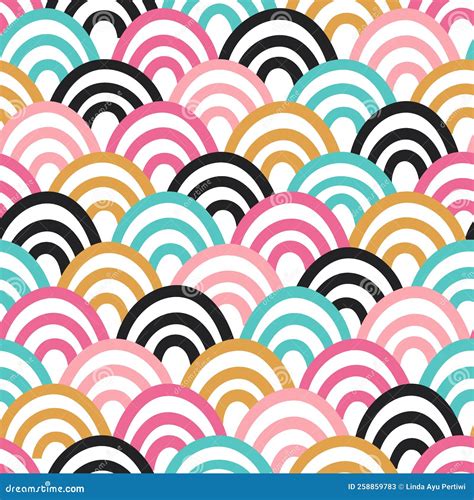 Cute Hand Drawn Seamless Pattern with Colorful Abstract Fish Scales Stock Vector - Illustration ...