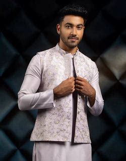 Floral Design Grey Embroidery Work Jacquard Kurta Jacket – South India ...