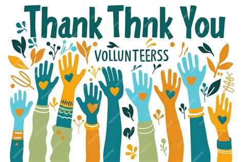 Thank You Volunteers bannercard Raised hands Volunteering teamwork ...
