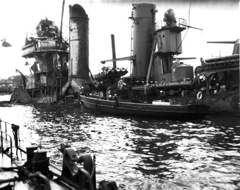 USS Shaw (DD-373) sinking after magazine explosion in Pearl Harbor on 7 ...