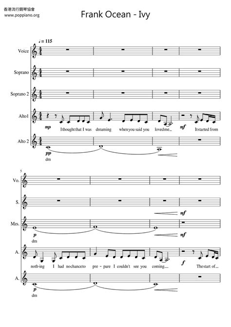Frank Ocean-Ivy Sheet Music pdf, - Free Score Download ★