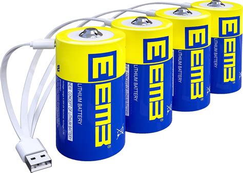 Amazon.com: EEMB 4-Pack 1.5V Rechargeable D Batteries with USB-C ...