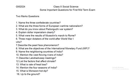 10th Social Science First Mid-term Important Questions EM 2024 | Kalvi ...