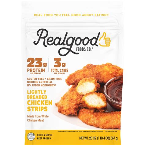 Realgood Foods Co. Lightly Breaded Chicken Breast Strips, Gluten-Free ...