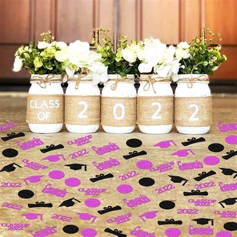 Buy 200Pcs Graduation Confetti 2022 Purple and Black Glitter ...