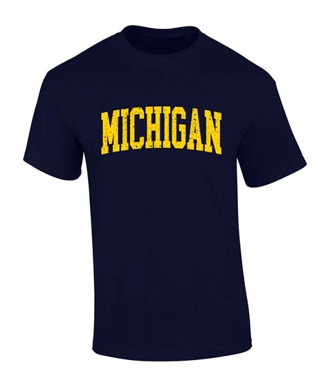 Mens Michigan Tshirt Michigan Football Team Color Short Sleeve T-shirt ...