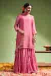 Buy Pink , Silk Embroidery, Gota Patti, Ananya Kurta Sharara Set For ...