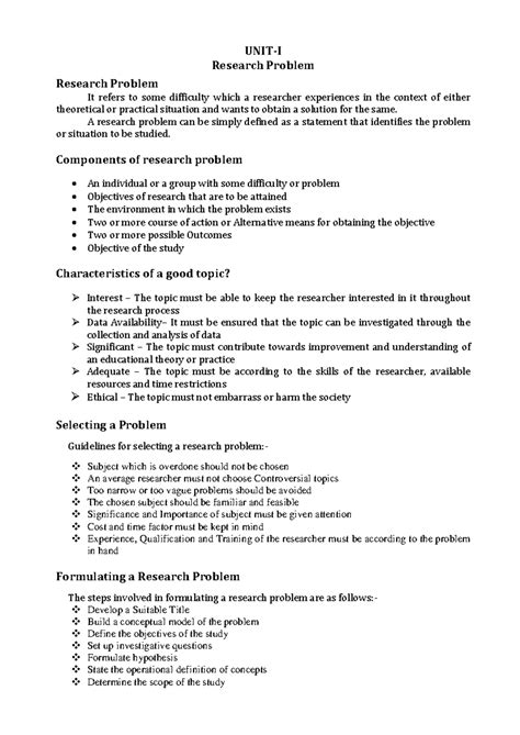 Rmipr Notes unit 1 - Meaning of research problem- Sources of research problem - Criteria - Studocu