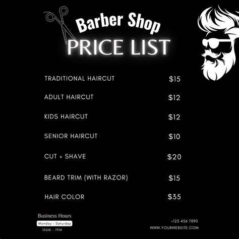 DIY Barber Shop Price List Template, Barber Shop Pricing Template, Editable Barber Pricing Guide ...