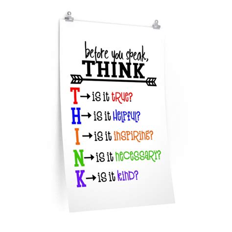 Buy Think Acronym Poster Print Before You Speak, THINK is It True Premium Matte Poster THINK ...