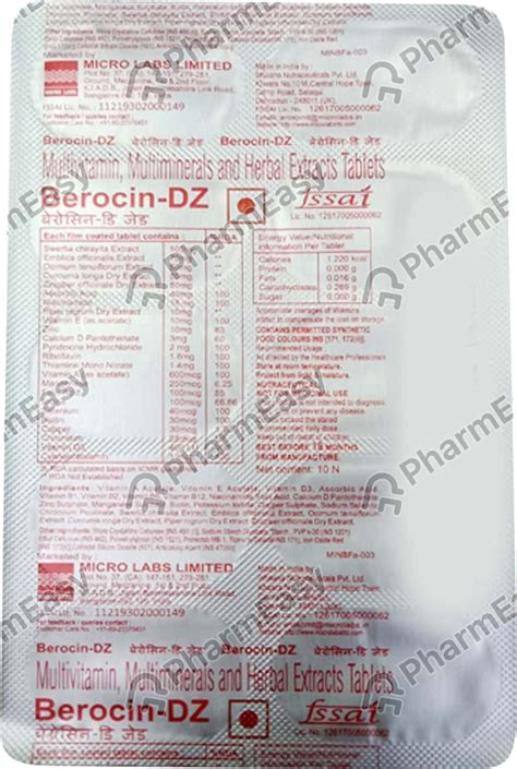Buy Berocin Dz Strip Of 10 Tablets Online at Flat 15% OFF | PharmEasy