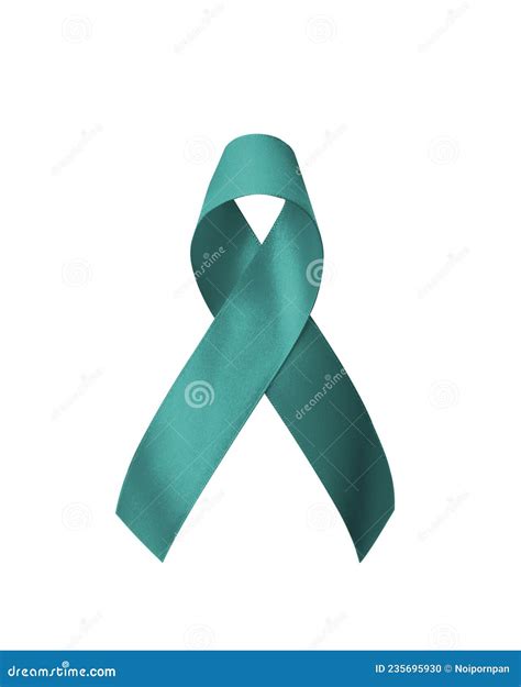 Teal Ribbon Awareness Isolated On White Clipping Path For Ovarian ...