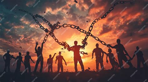 A dramatic image of broken chains and people standing up for their ...