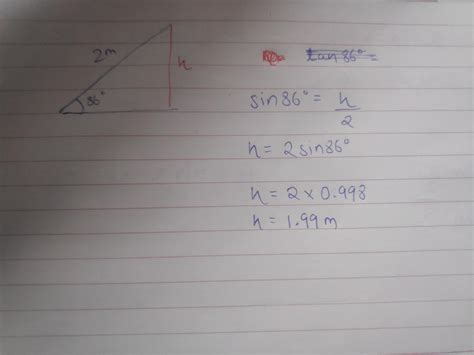 If a sign is sticking out of the ground at an angle of 86 degrees and ...