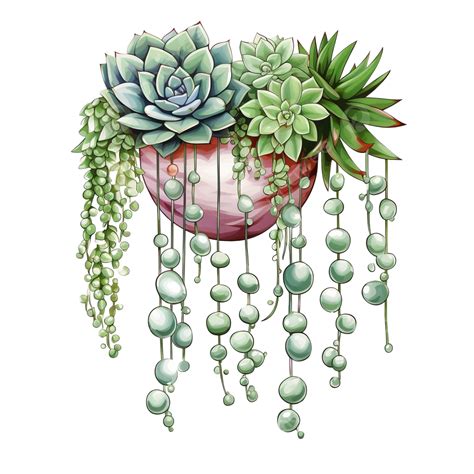Collar De Perlas Y Plantas Suculentas Dibujo Png PNG , Collar De Perlas ...