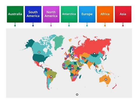 World map - Continents - Labelled diagram