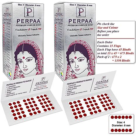 PERPAA Premium Velvet Sticker Kumkum Bindi Box of 15 Flaps Each Pack 2 ...