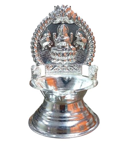 Buy Sigaram 5.5 Inch German Silver Kamakshi Diya/Gaja Lakshmi Diya for ...