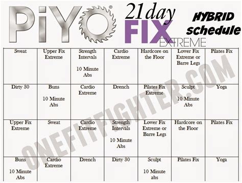 Insanity Max 30/piyo Hybrid Calendar | 21 day fix extreme, Piyo workout ...