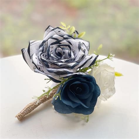Music note paper rose boutonniere - Customizable | Ubuy India