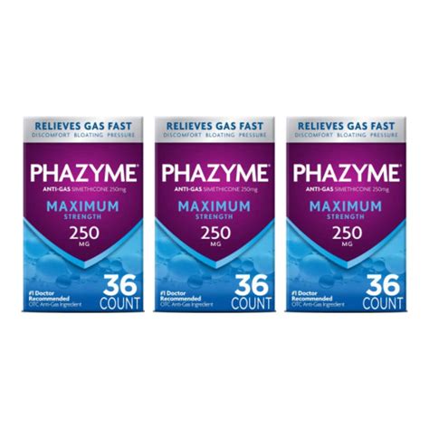 Phazymemaximum Strength Gas And Bloating Relief 250 Mg Simethicone 36 ...