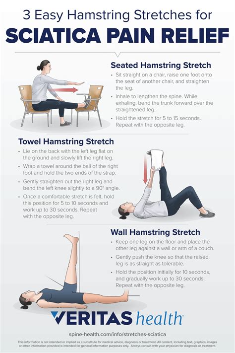 3 Easy Hamstring Stretches for Sciatica Pain Relief Infographic