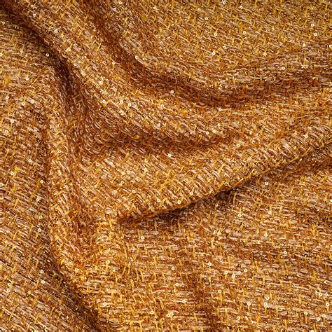 Buy Gold Shimmer Metallic Tweed Fabric 60" Width @ Rs.4149