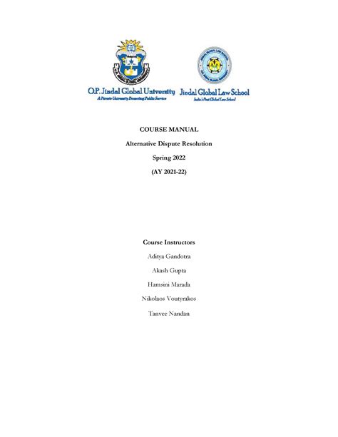 2022 Course Manual Alternative Dispute Resolution Spring 2022 - COURSE ...
