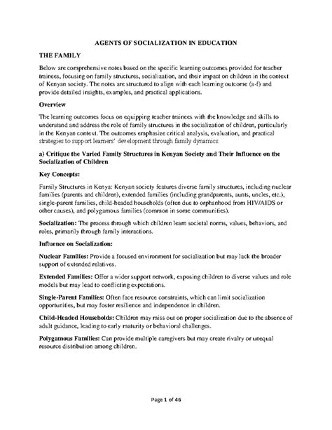 AGENTS OF SOCIALIZATION IN EDUCATION: FAMILY & COMMUNITY IMPACT - Studocu