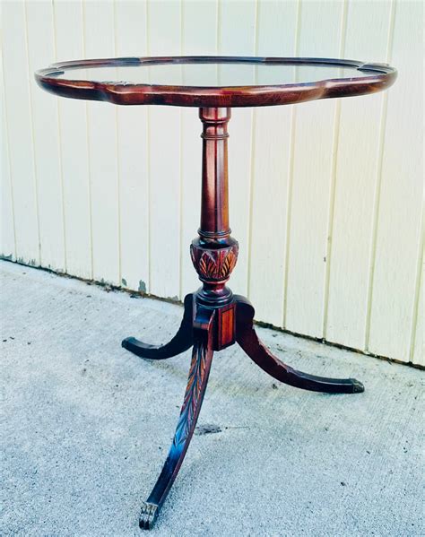 Vintage Fancy Mersman 7241 Mahogany Pie Crust Table With Metal Feet ...