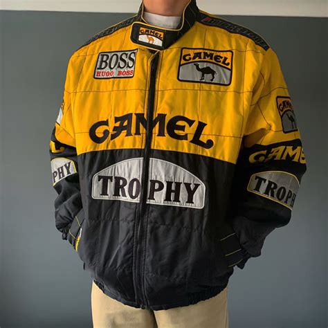 Super rare vintage authentic camel racing jacket yellow racer f1 jacket ...