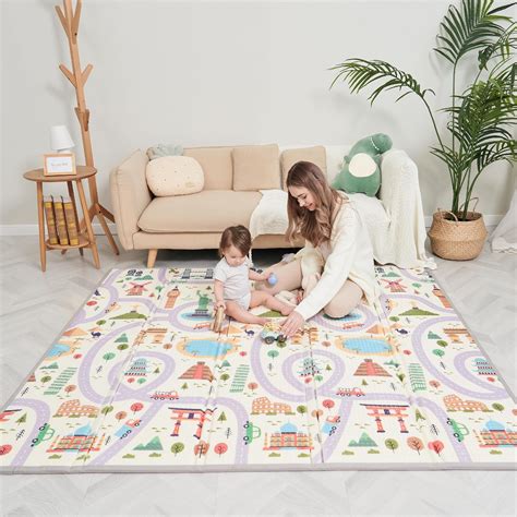 Baby Play MAT 71" X 59" X 0.4: Foldable, Padded Floor Mat for Crawling ...