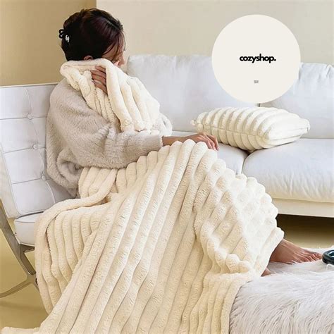 Rabbit Fluffy Blanket, Sofa Blanket, Casual Blanket, Beige - Etsy