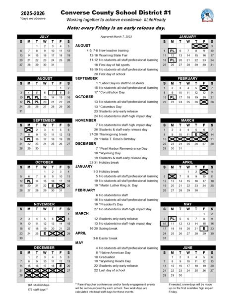 Converse County School District #1 Calendar 25-26 Revised [pdf] - EduCounty
