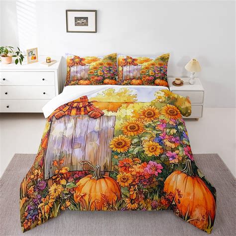 Rustic Fall Bedding Sets Farmhouse Scarecrow Comforter Country Pastoral ...