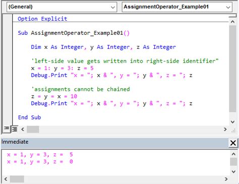 Image result for Assignment Statement VBA Code